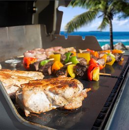 Grilled food by the pool