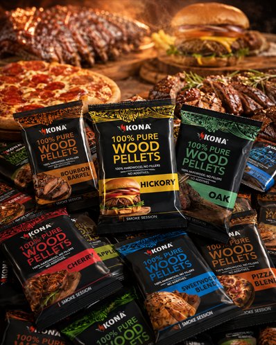 Kona wood pellet packaging range